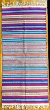 Vintage South American Latin Mexican Mexico Blanket Rug Woven Fringe LARGE picture