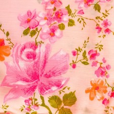Vintage Cotton Blend Fabric Yardage 1970s Peach Pink Roses 45x144 Dressmaking picture