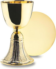 Church Gold Plated Brass Chalice & Paten, 12 Ounce, Classic picture