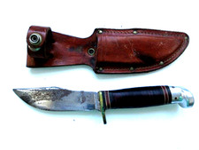 VINTAGE  WESTERN CUTLERY USA L88 FIXED BLADE HUNTING  KNIFE & ORIGINAL SHEATH picture