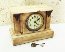 Vtg antique Onyx Marble case wind up mechanical shelf mantel clock  picture