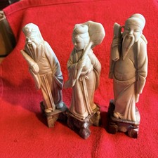 Beautiful Vintage Chinese Carved Soapstone Figurines w Bases 6” Buy One Or All picture