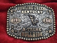 X~Treme Rodeo Champion☆1998☆BULL RIDING TROPHY BUCKLE☆Bowling Green KY☆RARE☆381 picture