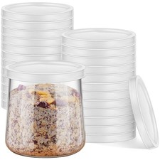 Tessco for you 24 Pieces Yogurt Container Lids Plastic Jar 2.64 inches, Clear picture
