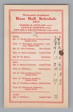1911 Worcester Academy Baseball Schedule Card Vintage Antique Ephemera Souvenir picture
