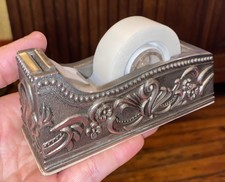 Vintage GODINGER Silver Art Silver Plate Embossed 1991 Tape Dispenser Desk GSA picture