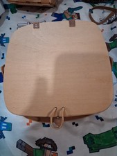 Vintage Carnation Basket 1996 Handwoven Wood Picnic Purse Basket with Lid USA picture