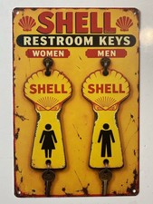 Shell Oil Company Sign - Restroom Keys - Shell USA Oil & Gas Key Fobs Metal Sign picture