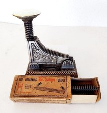 Antique HOTCHKISS NO. 1 Stapler Cast Iron Nickel Plated 1895 Patent picture