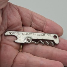 Vintage THOS. SOMERVILLE Nifty Bottle Opener Corkscrew Folding Advertising 1910s picture