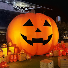 26Ft Giant Halloween Inflatable Pumpkin Yard Decor with LED Lights & Air Blower picture