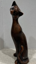 Vintage Mid 20th Century Cast Iron Doorstop Siamese Cat 12.5” Tall & 5.10 Lbs picture