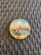 Vintage Paris France La Tour Eiffel Tower Makeup Powder Compact picture
