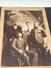 1895 Odd Antique Photograph IDENTIFIED Family Portrait Photo In Cave Men & Woman picture