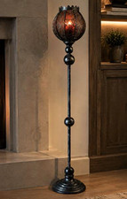 Vintage Rustic Distressed Open Work Moroccan Renaissance Floor Candle Holder picture