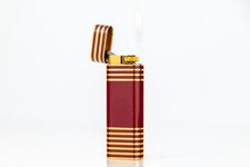Vintage Cartier Oval Lighter Gold & Red Lacquer (Working Condition) picture