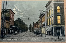 Old Hanover Pa, Baltimore Street By Moonlight, York County, Postcard picture