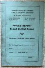 Vintage c. 1950 Port Clinton Ohio School Pupil Report Card Cover Ephemera Sims picture