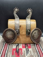 Handmade Vintage Sterling Overlay Spurs With Straps picture
