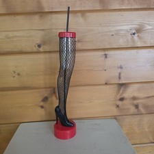2' Tall Las Vegas Leg Cup Fishnet Souvenir Drink Coin Bank Yarda Lips Drag B2 picture