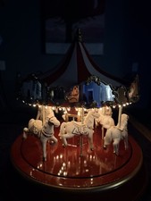 RARE Vintage Mr. Christmas Gold Label Marquee Carousel#79158 Porcelain Variant picture
