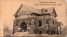 Postcard Carnegie Library, Defiance, Ohio - Woodwards Drug Store - Christmas picture