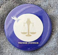 Pinback Button - Victim Justice With Scales Of Justice Design picture