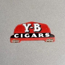 VINTAGE Y-B CIGARS PLATE TOPPER PORCELAIN SIGN CAR GAS MOTORCYCLE OIL TRUCK picture