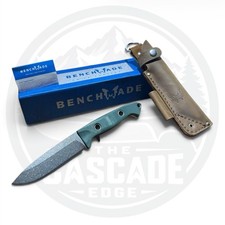 Benchmade 162 Bushcrafter CPM-S30V Green G10 Fixed Blade Knife Leather Sheath picture