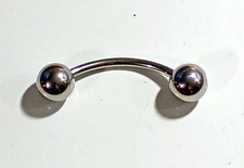 1 Prince Albert Jewelry Bent Curved Guiche Barbell Weight 8g 1 Inch 13mm Ball picture