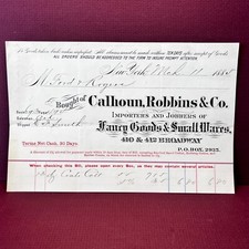 Antique Receipt 11 March 1888 Calhoun Robbins Fancy Goods Broadway NY SL2 picture