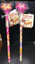2 Vintage Nici Bears Pencils With Flower Eraser Top Unused picture