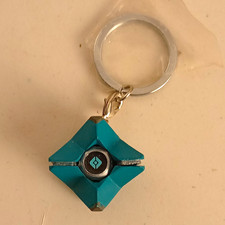 Destiny Ghost Teal/Silver Metal Keychain Charm with Detachable Keyring picture
