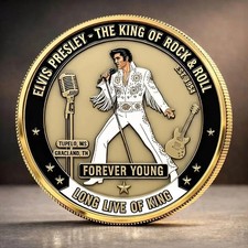 Elvis Presley Commemorative Coin The King of Rock & Roll Long Live Of King Gold picture