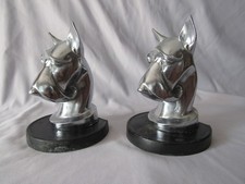 Frankart Art Deco Scottie Dog Bookends 1930's Chrome & Bronze Super Rare picture
