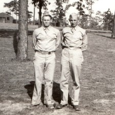 c1940s WWII US Army Soldiers Uniform Garrison Cap Snapshot Photo Military Camp picture