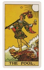 The Fool - 0, Rider Waite Single Swap Tarot Card, no ©, Original, 2¾