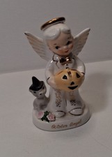 Vintage Napco October Birthday Angel Figurine A1926 /Halloween /Pumpkin JOL Cat picture