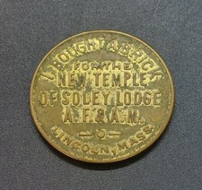 VTG LINCOLN, MA  MASONIC MASON PENNY COIN TOKEN SOLEY LODGE 