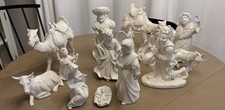 Vintage 14 Piece Iridescent Solid Large Figure Nativity Christmas Set picture