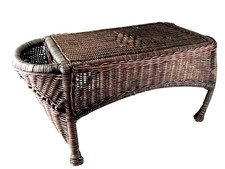 Antique Victorian Style Dark Wicker Bed Tray Serving Tray with Side Pocket  picture