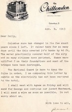 1913 ZANE GREY SIGNED “PEARL” TLS TO HIS WIFE DOLLY -COLUMBUS OHIO FLOOD picture
