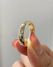 5MM Starbright Flush Setting Diamond 18K Yellow Gold Over Wedding Band Ring Her picture