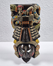 Vintage Mexican Ceramic Mayan Pyramid Mask Kukulcan Serpent Folk Art Wall Decor picture