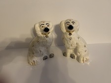 Vintage  Staffordshire Spaniel Dogs Ceramic Figurine Set of 2 from 1978 picture
