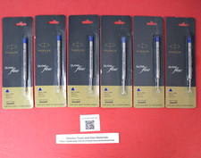 6 X Parker Quink Flow Ball Point Pen BP Refill Refills Blue Ink Medium Nib New picture