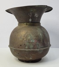 Vintage Redskin Brand Chewing Tobacco Brass Spittoon Cigar Store Display 10” picture