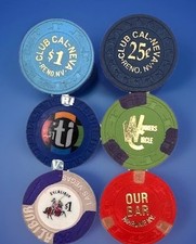 Lot 6 Las Vegas & Reno Casino Chips-TI, Winners Circle,Cal-Neva, Our Bar picture