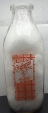 Vintage 1953 Producers Dairy Peoria IL Milk Bottle 1 Quart Orange Pyro ACL.: 9A1 picture