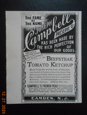 1896 Joseph Campbell's soup  Preserve CO Camden NJ AD Beefsteak Tomato Ketchup picture